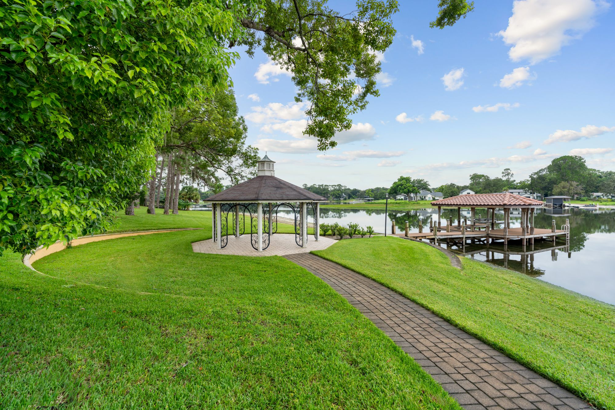 The lakeside gazebo and covered dock